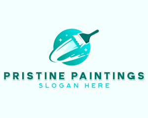 Brushstroke Paint Brush logo design