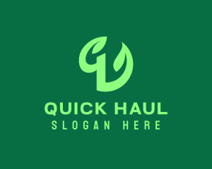 Green Eco Plant Letter Q logo design