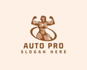Woman Bodybuilder Gym Logo