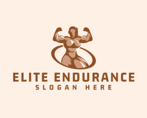 Woman Bodybuilder Gym logo design