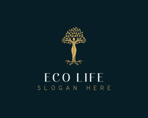 Tree Planting Woman Nature logo design