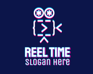 Glitchy Film Reel  logo design