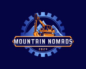 Excavator Mountain Digging logo design