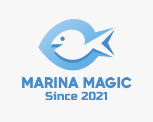 Blue Marine Fish  logo design