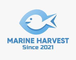 Blue Marine Fish  logo design