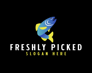 Smiley Trout Fish logo design