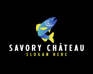 Smiley Trout Fish logo design