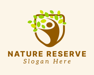 Nature Human Leaf Shield logo design