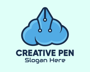 Pen Circuit Cloud logo design