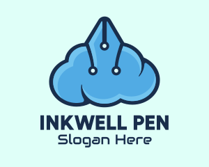 Pen Circuit Cloud logo design