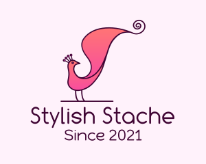 Pink Stylish Peacock logo design