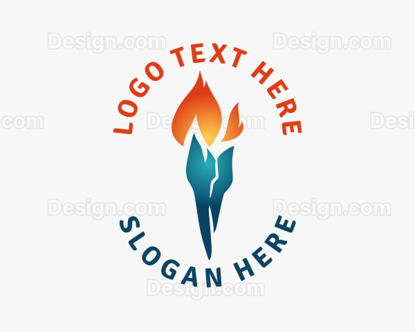 Heating Cooling Torch Logo