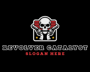 Revolver Guns Skull logo