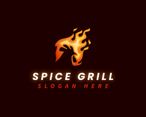 Chicken Fire Spicy logo design