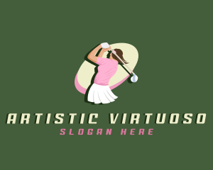 Woman Sports Golfer logo design