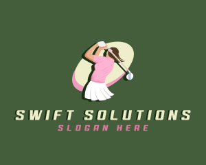 Woman Sports Golfer logo design