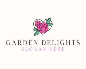 Heart Rose Flowers logo design