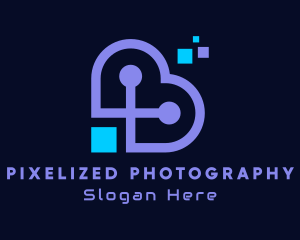 Digital Heart Pixel logo design