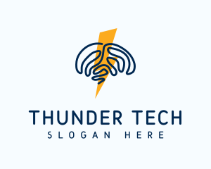 Minimalist Brain Thunder logo design