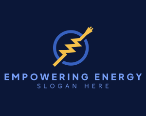 Electric Lightning Plug Wire logo design