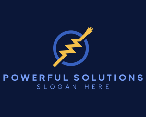 Electric Lightning Plug Wire logo design