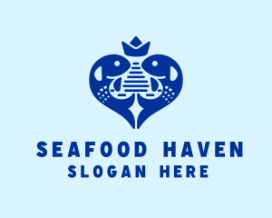 Seafood Fish Crown logo design