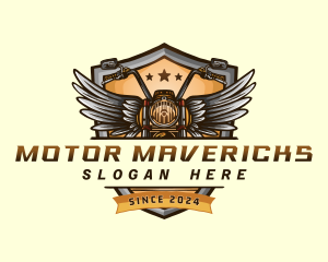 Motorcycle Wings Shield logo design