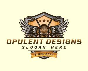 Motorcycle Wings Shield logo design