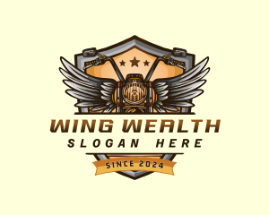 Motorcycle Wings Shield logo design