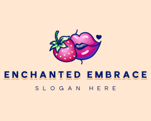 Naughty Strawberry Kiss logo design