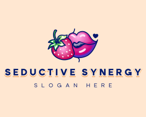 Naughty Strawberry Kiss logo design