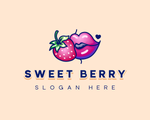 Naughty Strawberry Kiss logo design