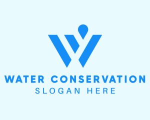 Water Droplet Letter W logo