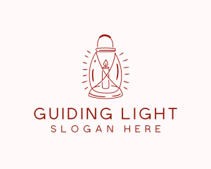 Candle Lamp Camping logo design