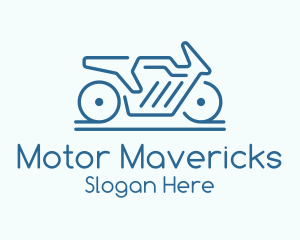 Blue Minimalist Motorcycle  logo design