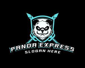 Panda Sword Shield Gaming logo design