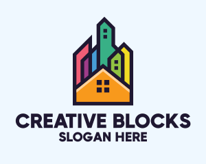 Colorful Real Estate Skyline logo design