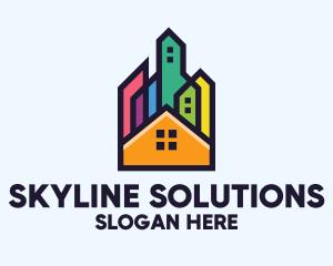 Colorful Real Estate Skyline logo design