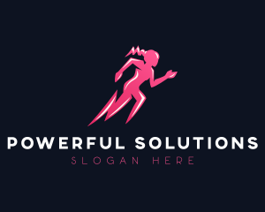 Running Lightning Female  logo design