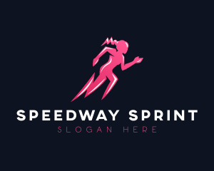 Running Lightning Female  logo design