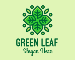 Organic Green Leaf Plant  logo design