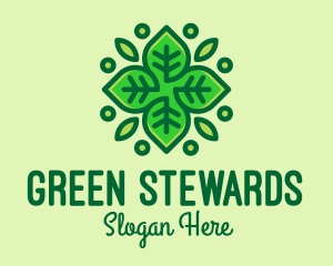 Organic Green Leaf Plant  logo design