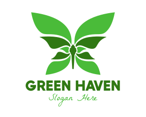 Green Natural Butterfly logo