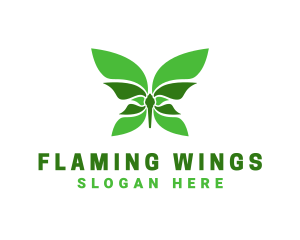 Green Natural Butterfly logo design