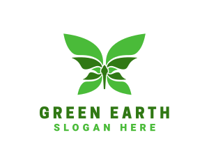 Green Natural Butterfly logo design