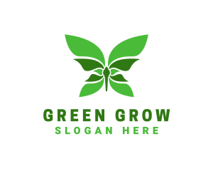 Green Natural Butterfly logo design