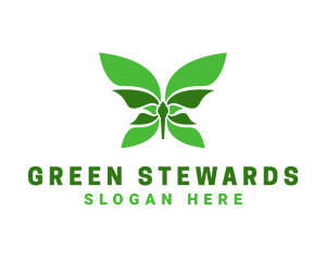 Green Natural Butterfly logo design