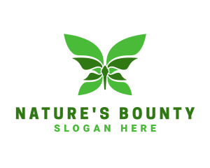 Green Natural Butterfly logo design