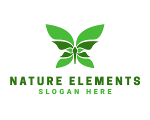 Green Natural Butterfly logo design