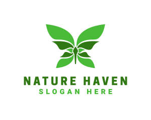 Green Natural Butterfly logo design